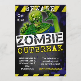 Zombie Outbreak Halloween Party Nodig Aangepaste Kaart