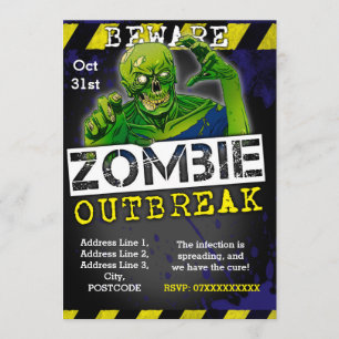 Zombie Outbreak Halloween Party Nodig Aangepaste Kaart