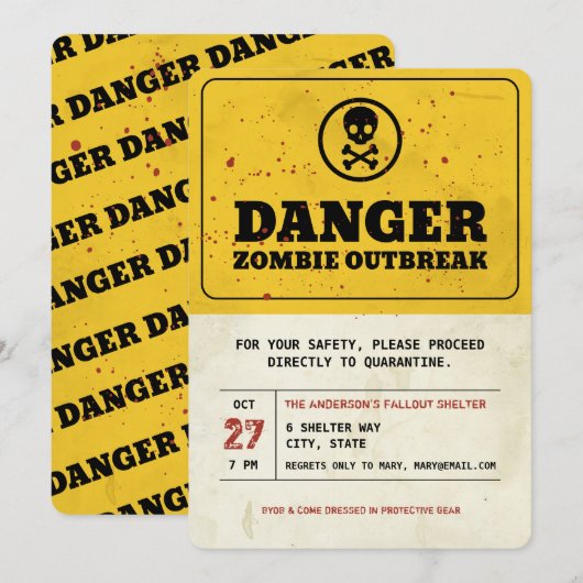 Zombie Outbreak Halloween Party Uitnodiging (Voorkant / Achterkant)