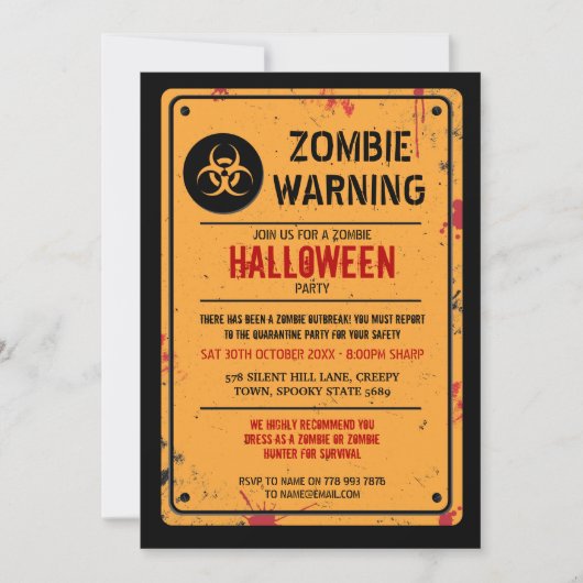 Zombie Outbreak nodigt het Halloween Warning Fun u Kaart (Voorkant)