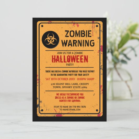 Zombie Outbreak nodigt het Halloween Warning Fun u Kaart (Staand voorkant)
