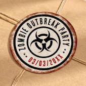Zombie outbreak party with biohazard ronde sticker