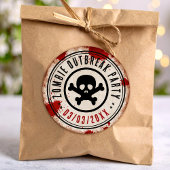 Zombie outbreak party with skull ronde sticker