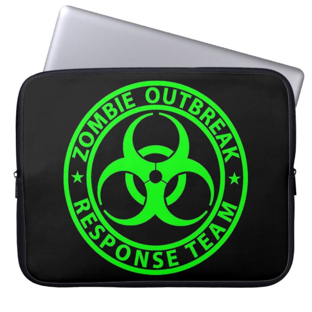 Zombie Outbreak Response Team Neon Green Laptop Sleeve (Voorkant)