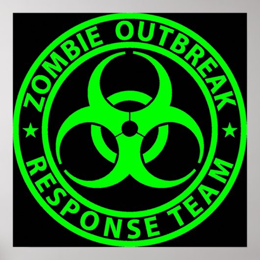 Zombie Outbreak Response Team Neon Green Poster (Voorkant)