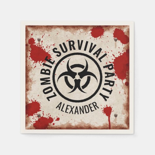 Zombie overlevingsfeest met een roestig teken en b servet (Voorkant)