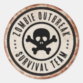 Zombie overlevingsteam met schedel ronde sticker (Voorkant)