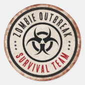 Zombie overlevingsteam ronde sticker (Voorkant)