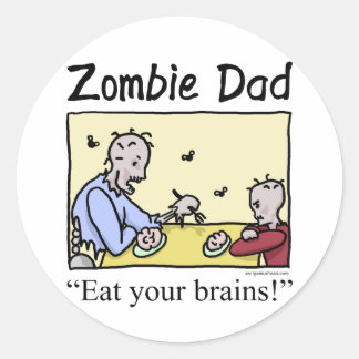 Zombie pa, eet je hersenen ronde sticker
