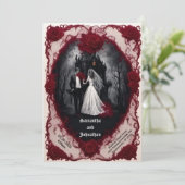 Zombie paar met spookhuis Gothic bruiloft Kaart (Staand voorkant)