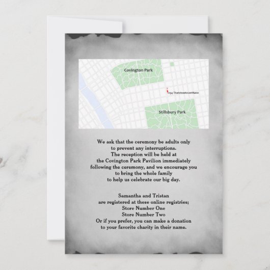 Zombie paar met spookhuis Gothic bruiloft Kaart (Achterkant)