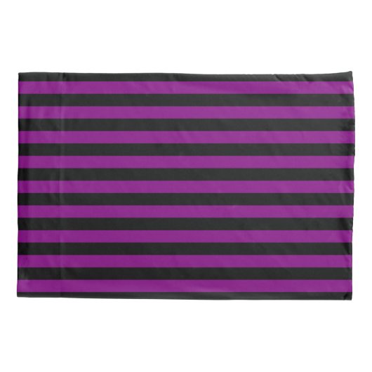 Zombie Paars en Black Horizontal Witch Stripes Kussensloop (Achterkant)