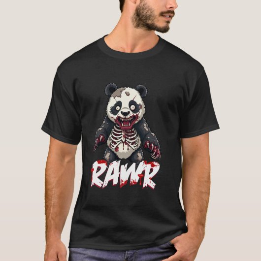 Zombie Panda, Creepy Dystopian Undead Panda Bear T-shirt (Voorkant)