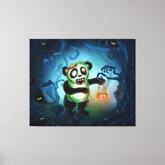 Zombie Panda Halloween Bos Canvas Afdruk (Voorkant)