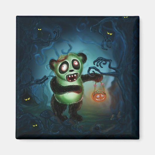 Zombie Panda Halloween Bos Magneet (Voorkant)