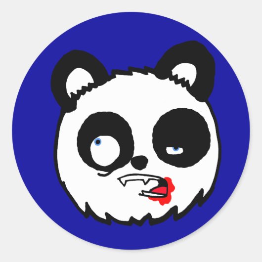 Zombie Panda Hoofd Ronde Sticker (Voorkant)