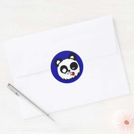 Zombie Panda Hoofd Ronde Sticker (Envelop)