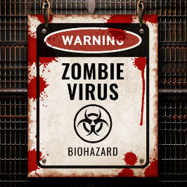 Zombie partij teken met bloed & biohazard poster