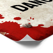 Zombie partij teken met bloed & biohazard symbool poster (Hoek)