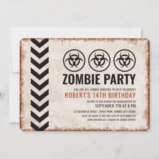 Zombie partij uitnodiging kaart met biohazard symb (Voorkant)