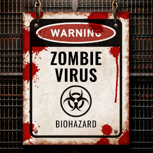 Zombie party decor teken met bloed & biohazard poster