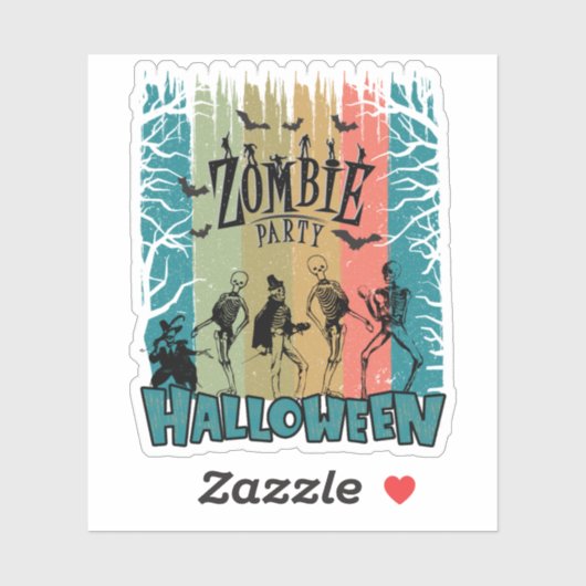 Zombie Party, Halloween Sticker (Vel)