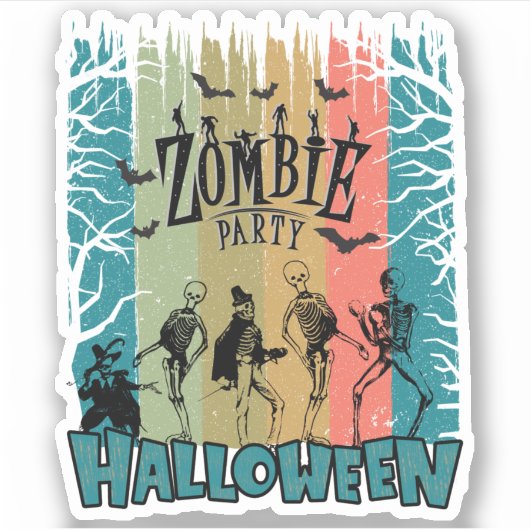 Zombie Party, Halloween Sticker (Voorkant)