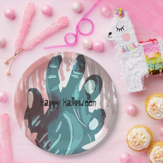 Zombie Party Hand Spooky Bloody Halloween Costume Papieren Bordje (Feest)
