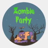 Zombie Party Ronde Sticker (Voorkant)