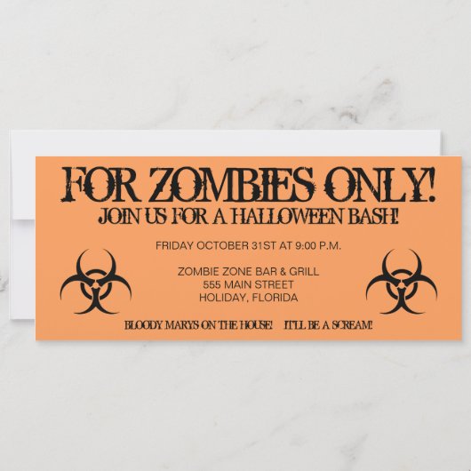 Zombie Party Uitnodigingen Bloody Marys Op Het Hui (Achterkant)