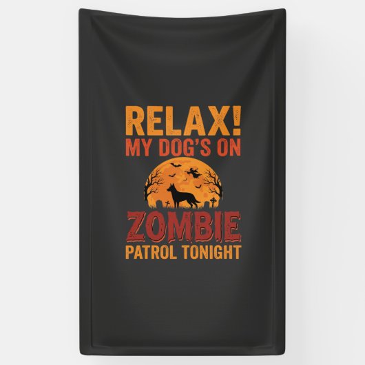 Zombie Patrouille Hond Halloween Spandoek (Verticaal)