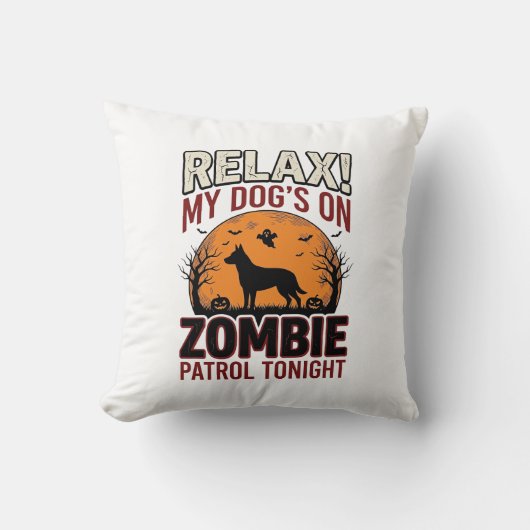Zombie Patrouille Hond Halloween Vintage Gravure O Kussen (Voorkant)