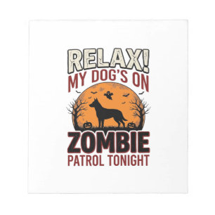 Zombie Patrouille Hond Halloween Vintage Gravure O Notitieblok