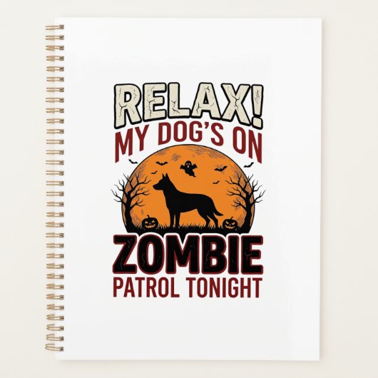 Zombie Patrouille Hond Halloween Vintage Gravure O Planner (Voorkant)