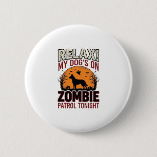Zombie Patrouille Hond Halloween Vintage Gravure O Ronde Button 5,7 Cm