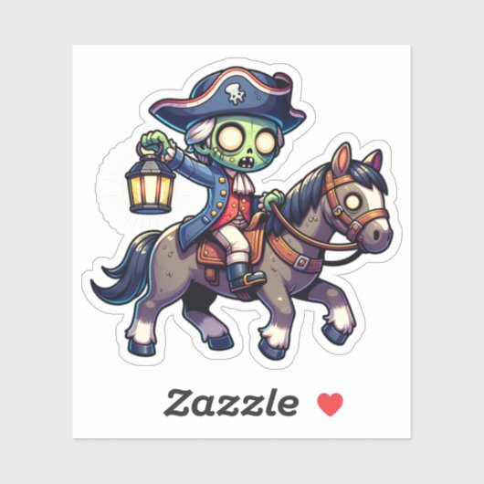 Zombie Paul Revere's Ride Sticker (Vel)