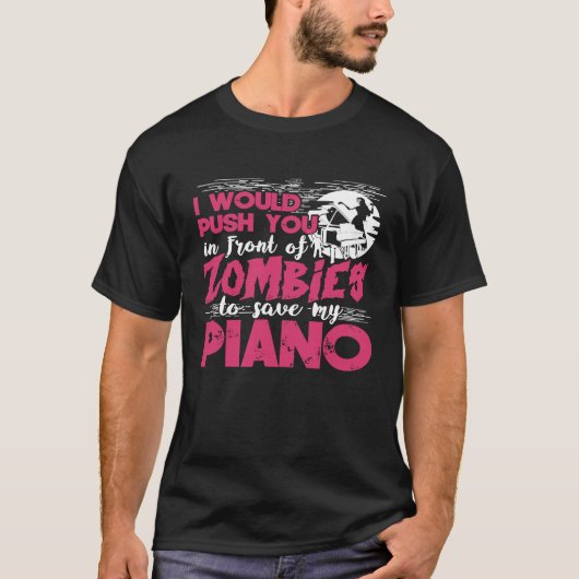 Zombie Piano Player Pianist Toetsenbord Grappig Gr T-shirt (Voorkant)