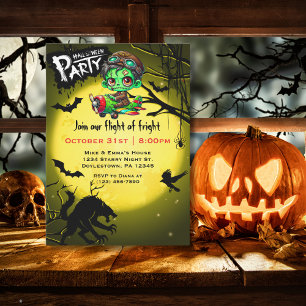 Zombie piloot vliegt in vliegtuig leuke Halloween- Kaart