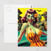 Zombie Pin-up Briefkaart (Voorkant / Achterkant)