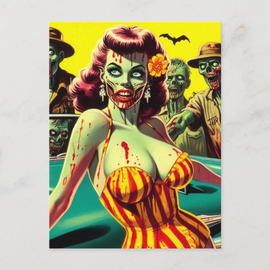 Zombie Pin-up Briefkaart (Voorkant)