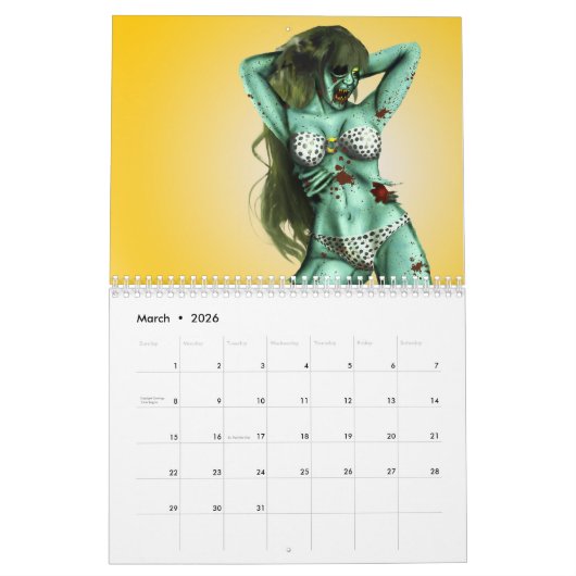 Zombie Pin-Up Calendar Kalender (Mar 2026)