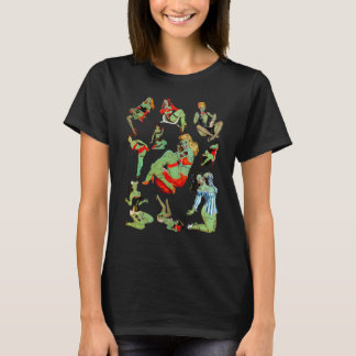 Zombie Pin Up Girl Halloween Sassy Cute Collage Ap T-shirt
