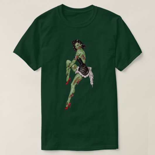 Zombie Pin Up Girl Halloween T-shirt (Design voorkant)