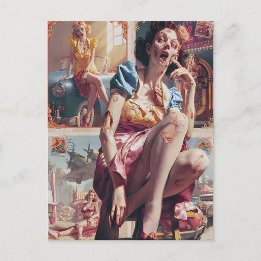 Zombie Pin-Up I Briefkaart (Voorkant)