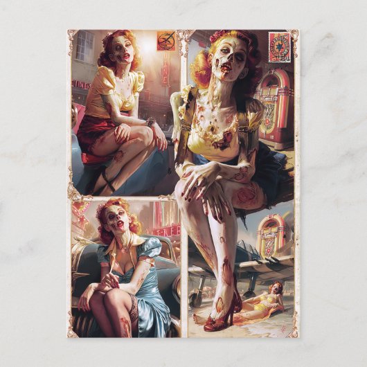 Zombie Pin-Up II Briefkaart (Voorkant)