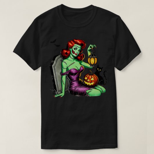 Zombie Pin up meisje Halloween T-shirt (Design voorkant)