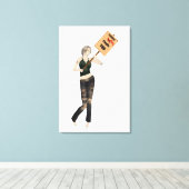 Zombie Pin Up Meisje Protest I Canvas Print (Insitu (Houten vloer))