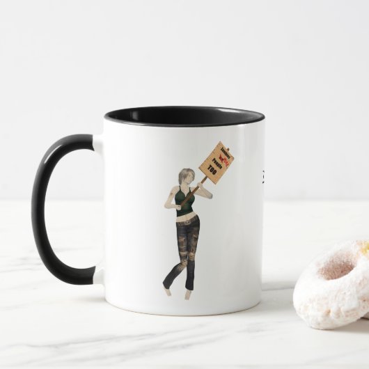 Zombie Pin Up Meisje Protest I Coffee Mok (Met donut)