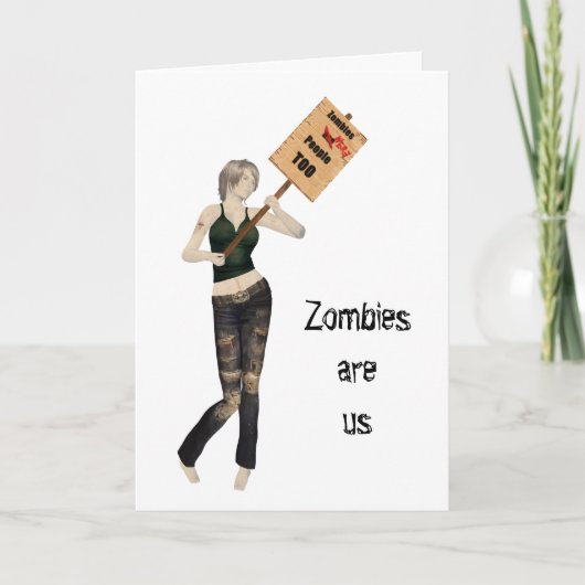 Zombie Pin Up Meisje Protest I Halloween Kaart (Voorkant)