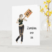 Zombie Pin Up Meisje Protest I Halloween Kaart (Gele Bloem)